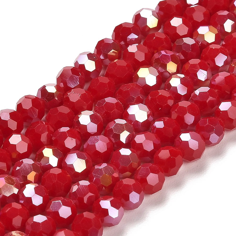 20strands Opaque Glass Beads Stands AB color Faceted(32 Facets) Round Crimson 6x5.5mm Hole: 1.2mm about 91~93pcs/strand 19.49~19.92 nch(49.5~50.6cm)