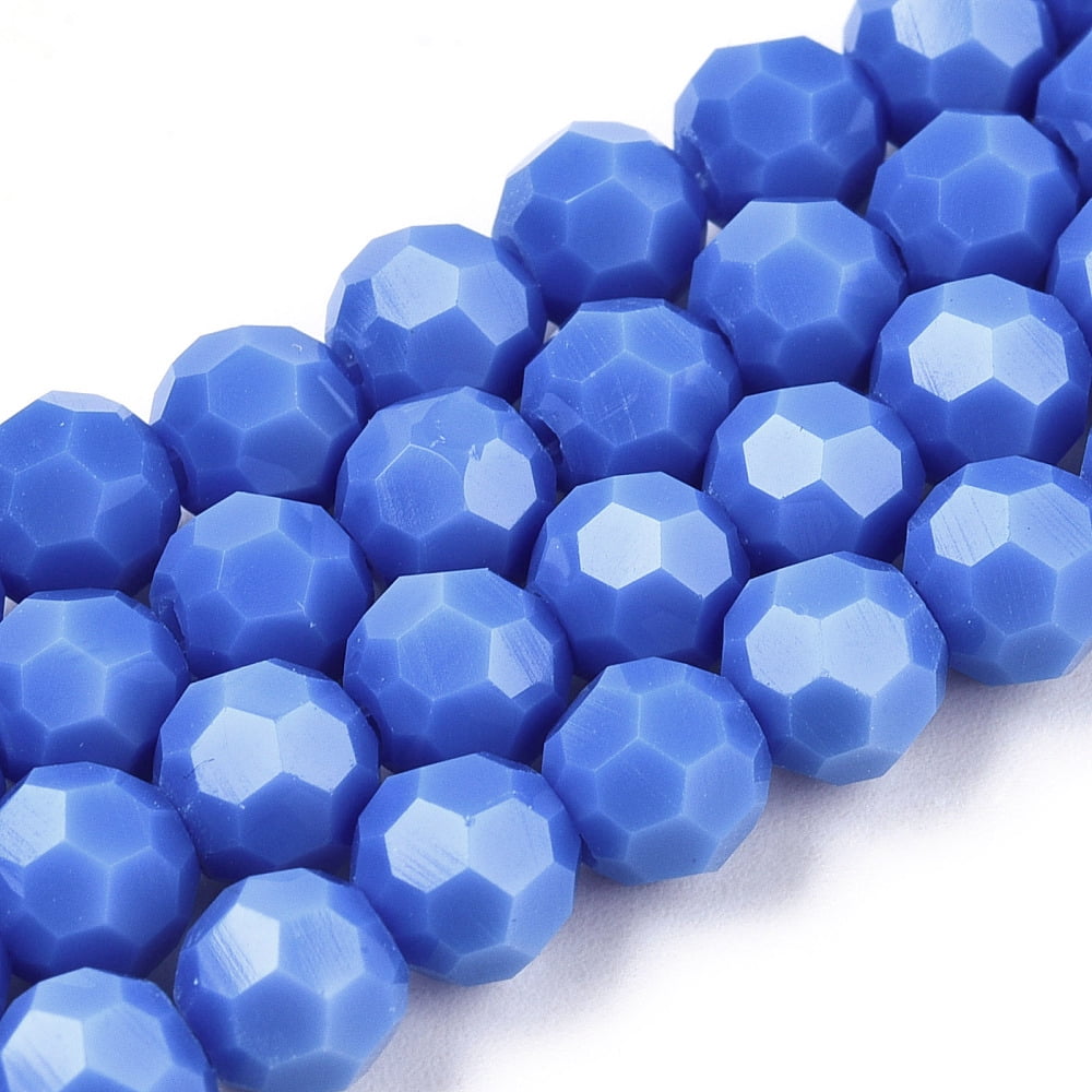 20strands Opaque Glass Beads Stands Faceted(32 Facets) Round Cornflower Blue 6mm Hole: 1mm about 98pcs/strand 20.47''(52cm)