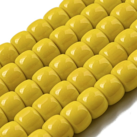 20strands Opaque Glass Beads Strands Barrel Yellow 8x6mm Hole: 1.6mm about 61~62pcs/strand 14.84''~15.16''(37.7~38.5cm) Yellow