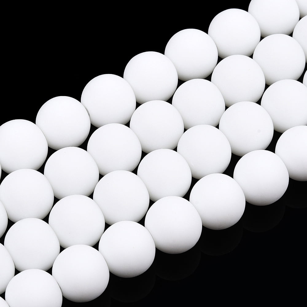 20strands Opaque Glass Beads Strands Frosted Round White 8~8.5mm Hole: 1.5mm about 51~53pcs/strand 14.96 inch~15.55 inch(38~39.7cm)