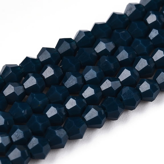 20strands Opaque Solid color Imitation Jade Glass Beads Strands Faceted Bicone Prussian Blue 2.9~3.3x3mm Hole: 0.7mm about 135~140pcs/strand 38~40cm