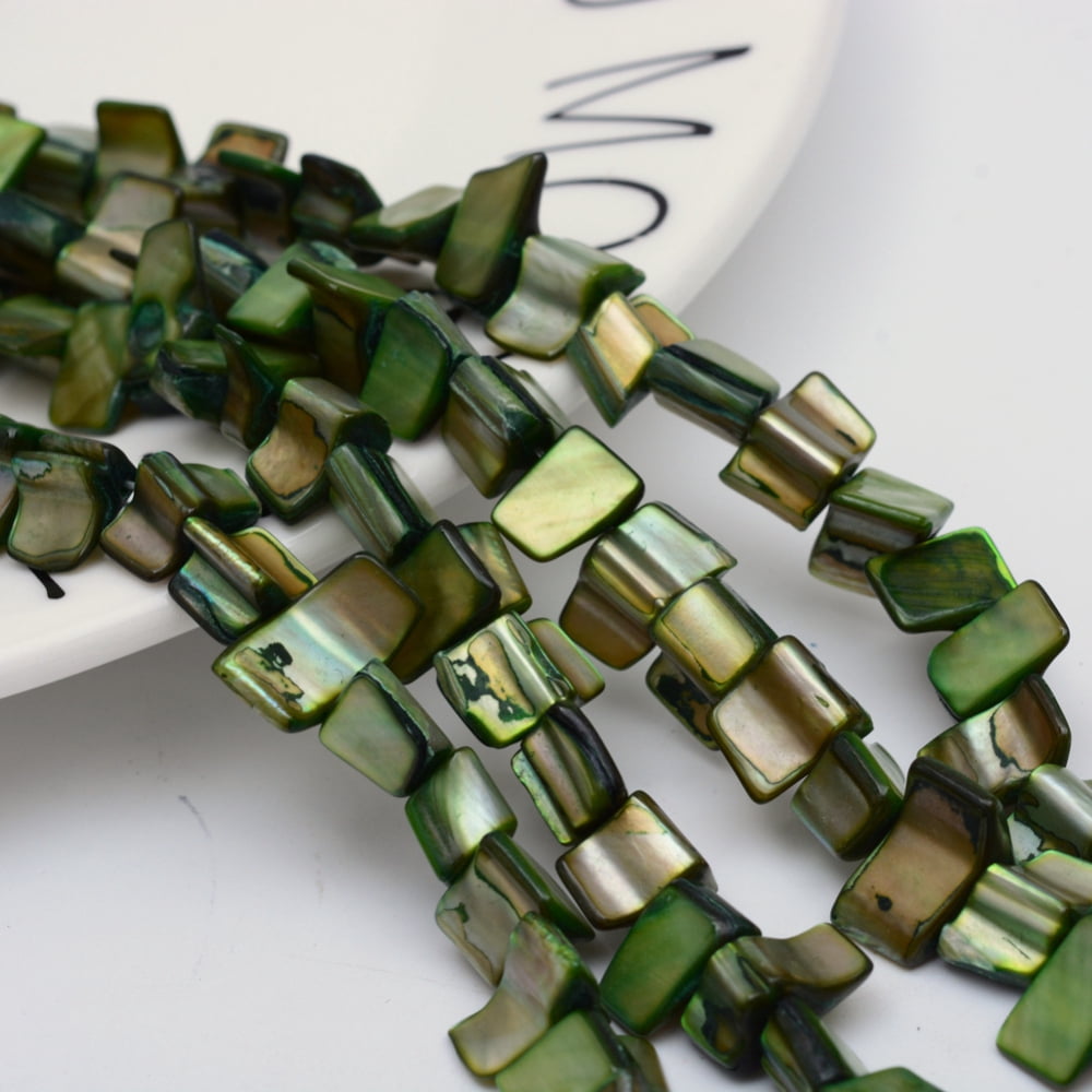 20strands Shell Beads Strands Green 8~17.5x5~8x5mm Hole: 1mm 16 inch/strand 40pcs/strand
