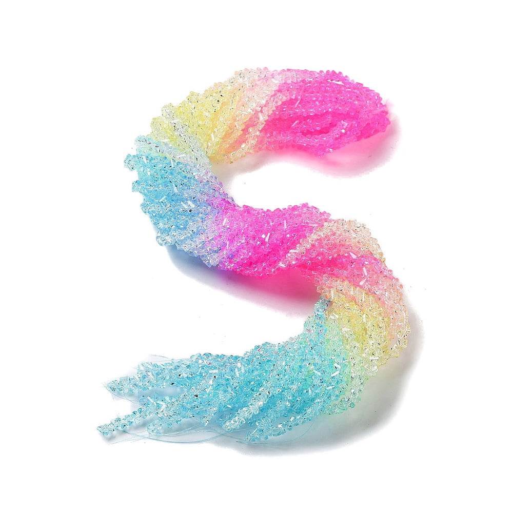 Transparent Glass Beads Strands, Round, Multi-color Plated, 16mm, Hole