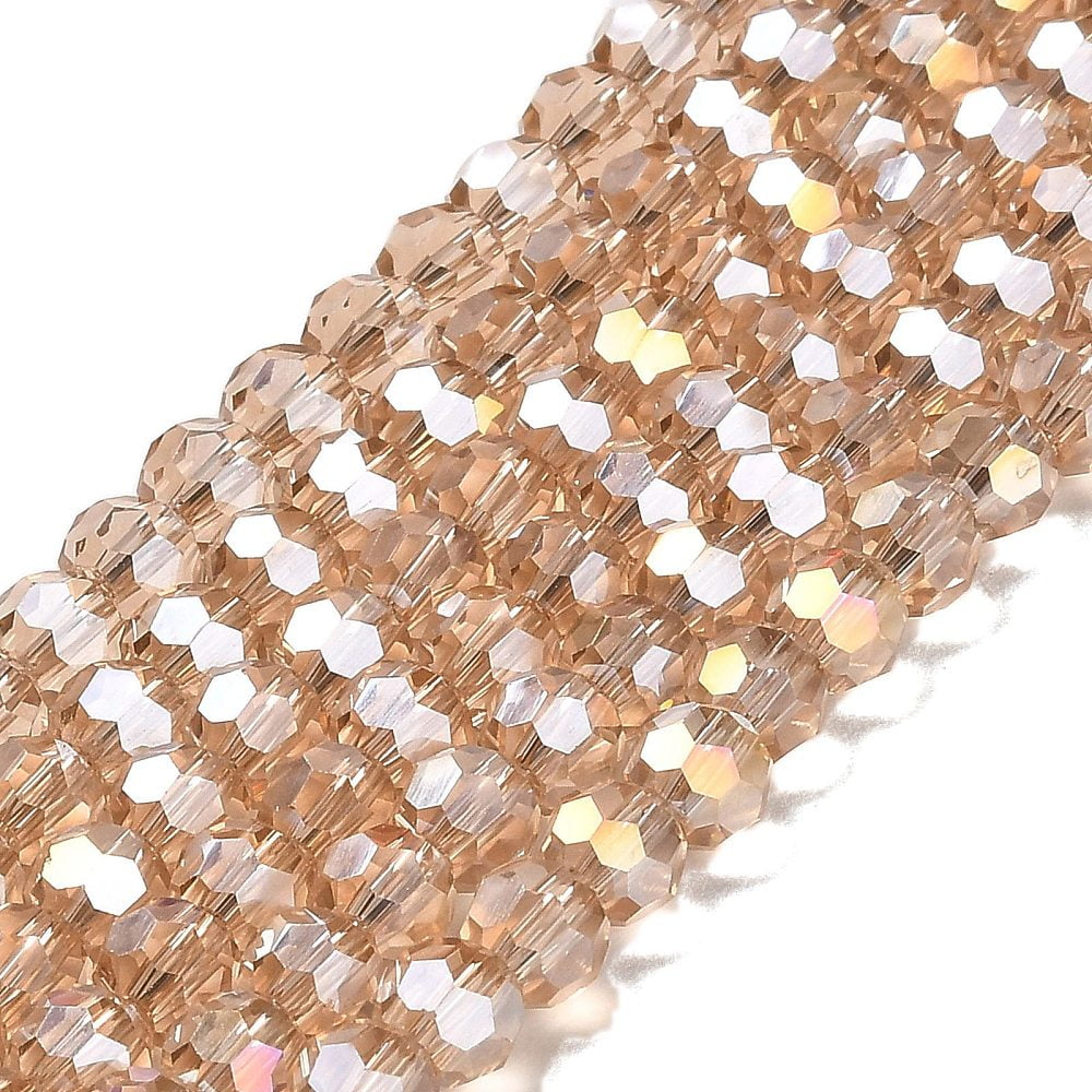 20strands Transparent Glass Beads 32 Facets AB color Round Wheat 6x5.5mm Hole: 1.2mm about 91~93pcs/strand 19.57''~19.92''(49.7~50.6cm)