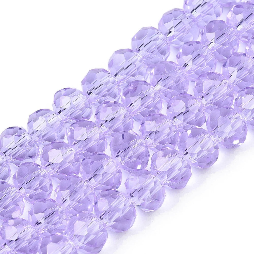 20strands Transparent Glass Beads Strands Faceted(32 Facets) Rondelle Lilac 6x5mm Hole: 1mm about 84pcs/strand 16.34~17.12''(41.5~42.8cm)