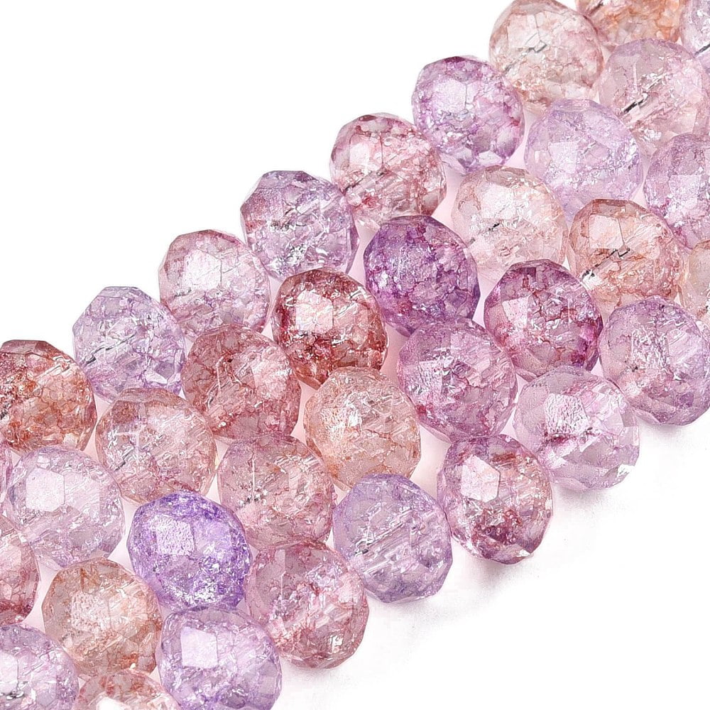 20strands Transparent Glass Beads Strands Faceted(32 Facets) Rondelle Plum 6x5mm Hole: 1mm about 80~85pcs/strand 38~40cm
