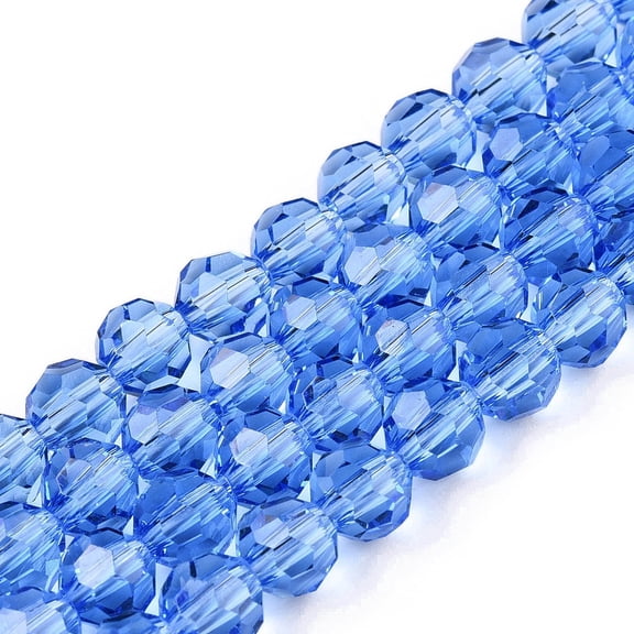 20strands Transparent Glass Beads Strands Faceted(32 Facets) Round Cornflower Blue 3~3.5mm Hole: 0.6mm about 163~166pcs/strand 50~51cm