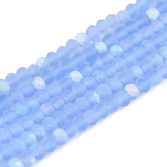 20strands Transparent Glass Beads Strands Faceted Frosted Half AB color Rondelle Cornflower Blue 2.3~2.7x2mm Hole: 0.4mm about 144~150pcs/strand 28~29cm