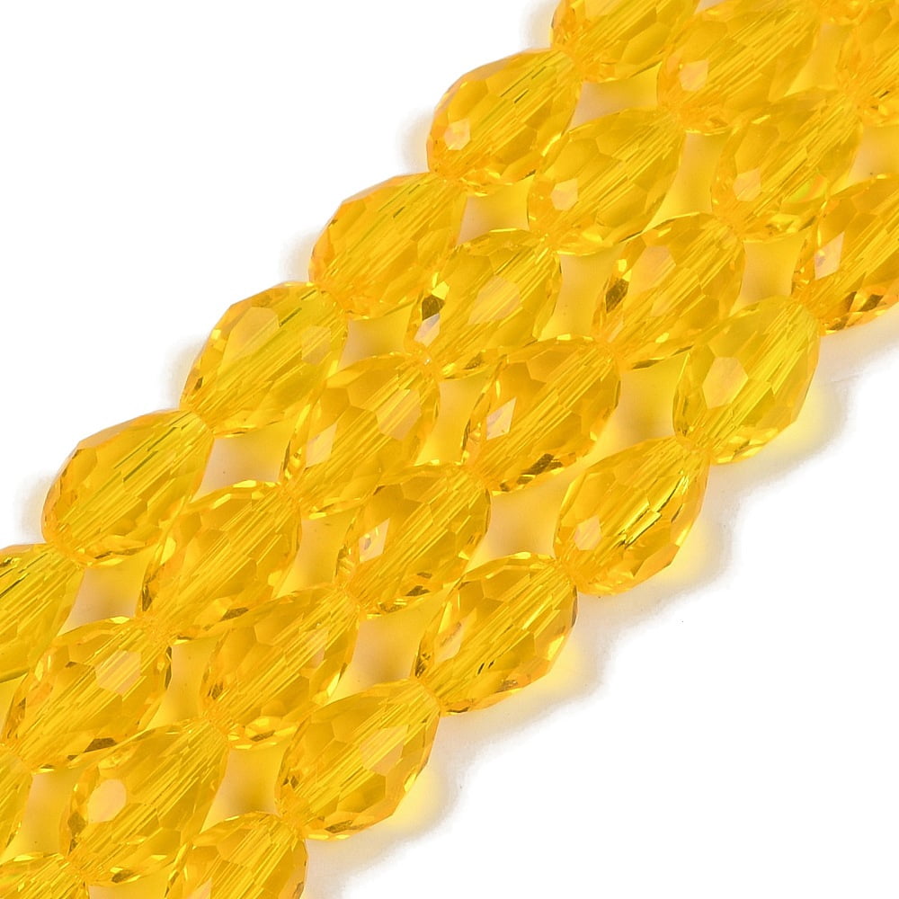 20strands Transparent Glass Beads Strands Faceted Teardrop golden 8x6mm Hole: 1.2mm about 65~67pcs/strand 20.08 inch(51cm)