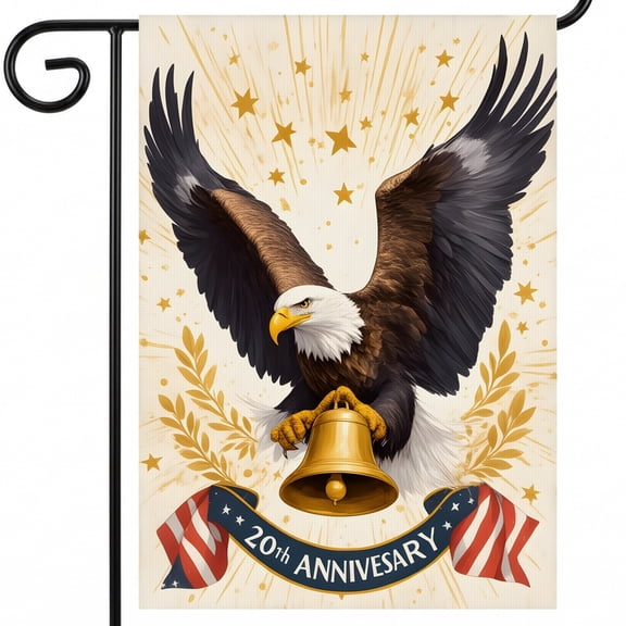 20th Anniversary Garden Flag 28 x 40 Double Sided House Flags 28x40" Vertical Outdoor Patriotic Decor