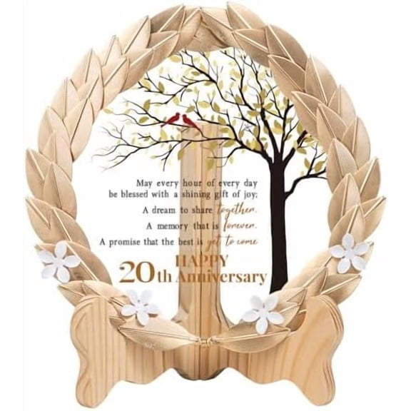 20th Anniversary Wedding Gifts Crystal Plate with Gold Leaf Wreath - 20 Years Anniversary Wedding Unique Gifts Ideas for Parents Couple - Cardinal Style$$Home Decor, Kitchen, & Other