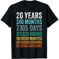 thumbnail image 1 of 20th Birthday Decoration Men 20yr 20 Year Old Birthday T-ShirtMen and women, Black T-shirt, size: Extra large, 1 of 4
