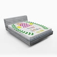 thumbnail image 1 of Ambesonne Party Fitted Sheet, Birthday 20 Years, Queen Size, Green Blue and Pink, 1 of 2