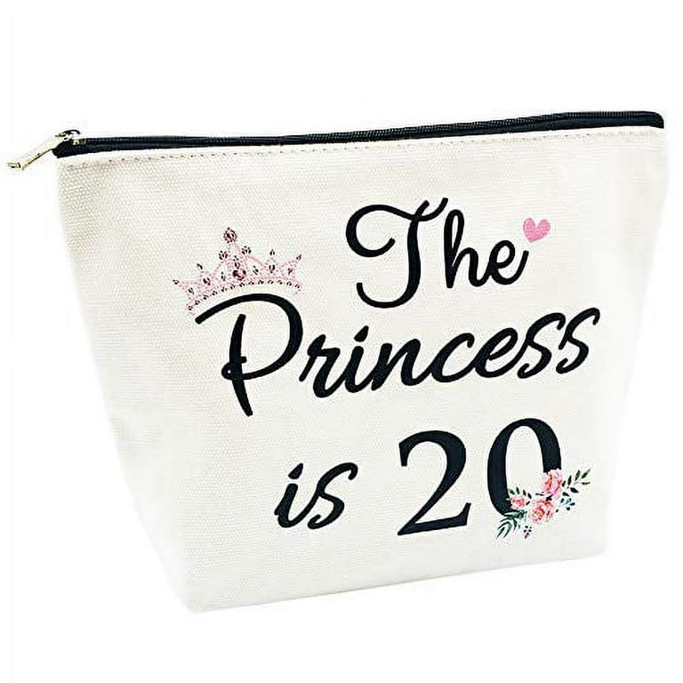20th Birthday Gifts for Girls Best Friend Daughter Funny 20 Year Old Birthday  Gift for Her The Princess is 20 Cute Makeup Bag Celebrate Turning Twenty 