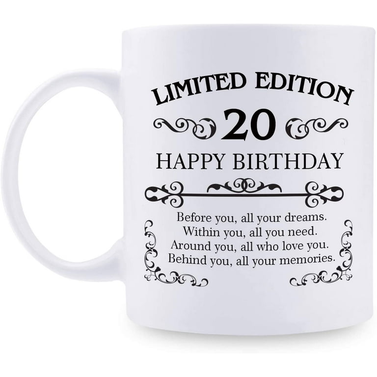 20th Birthday Gifts for Women Men - 11 oz Coffee Mug - 20 Year Old Present  Ideas for Son, Daughter, Sister, Brother, Friend, Colleague, Classmate  (20th Birthday Gift) 