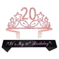 thumbnail image 1 of 20th Birthday Gifts for Girls, 20th Birthday Tiara and Sash Pink, HAPPY 20th Birthday, 1 of 7