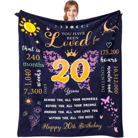 20th Birthday Gifts for Her, Gifts for 20 Year Old Female, Birthday Gifts for 20th Daughter, 20 Year Old Girl Gift Throw Blanket 60"x50"