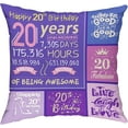 thumbnail image 1 of 20th Birthday Pillow Covers Gifts for Girl Happy Birthday Decorations for 20 Year Old Girl Birthday Gift Ideas Throw Pillow Covers 18 x 18 inch, 1 of 6