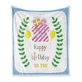 thumbnail image 1 of 20th Birthday Soft Flannel Fleece Throw Blanket, 20 Surprise Party Theme with Balloons Branches and Boxes, Cozy Plush for Indoor and Outdoor Use, 70" x 90", Green Blue and Pink, by Ambesonne, 1 of 6