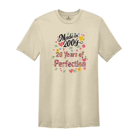 20th Birthday T-Shirt, 2004 T-Shirt, 20th Birthday Gift, Floral Birthday Shirt, Aunt Birthday Gift, Mothers Day Gift
