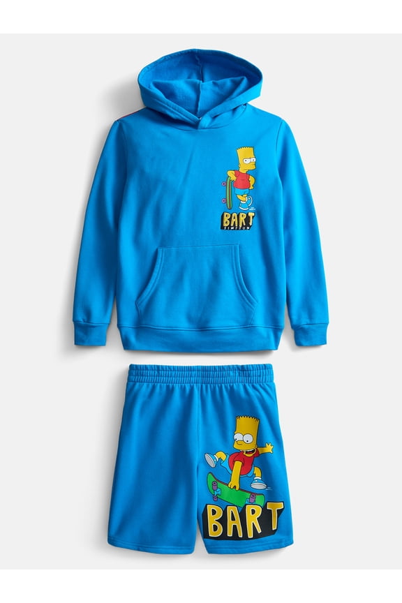 20th Century Fox Bart Simpson Boys Hoodie and Short Set, 2 Piece, Sizes XS 4/5- XXL 18