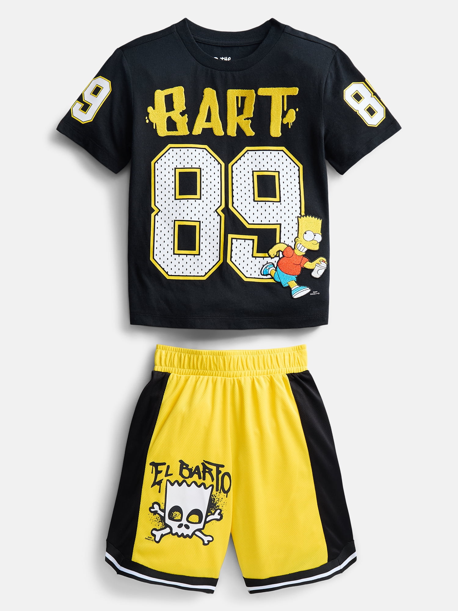 Bart Simpson Boys Short Sleeve Tee and Matching Basketball Shorts Set, 2-Piece, Sizes 4-12