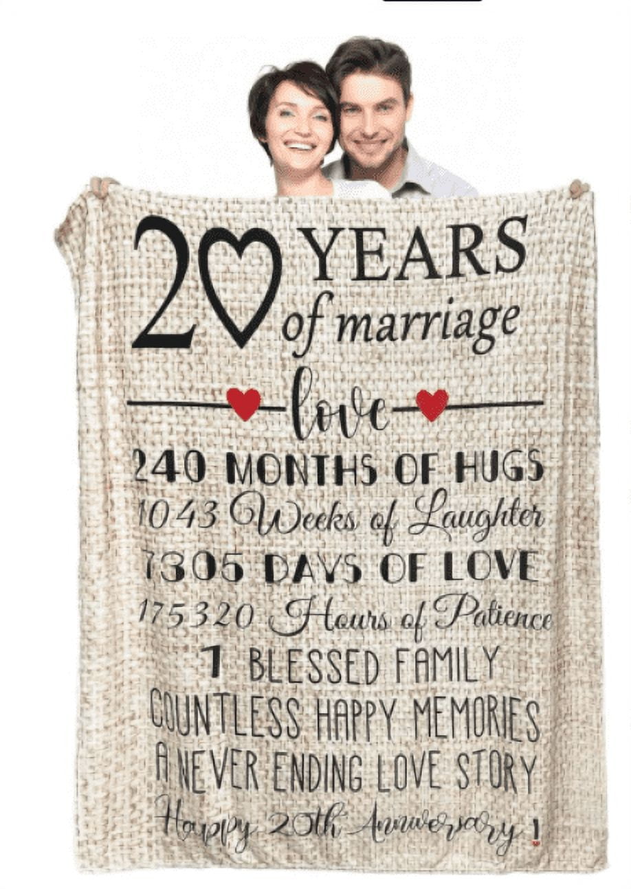 20th Wedding Anniversary Blanket Gift for Couple Wife Husband Her Him