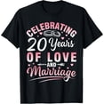 thumbnail image 1 of 20th Wedding Anniversary Gift T-Shirt Celebrating 20 Years of Love and Marriage Retro Romantic Couple Tee for Men Women, 1 of 6