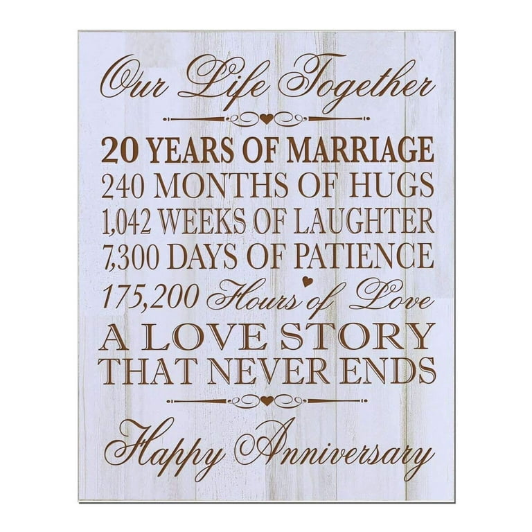 20th Wedding Anniversary Wall Plaque Sign Our Life Together