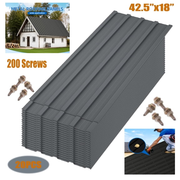 20x 105 Sq Ft Galvanized Metal Roofing Panels for Outdoor Pergola Gazebo Shed Patio Garage Chicken Coop, 42.5"x18" Corrugated Siding Roof Panels with Steel Screws