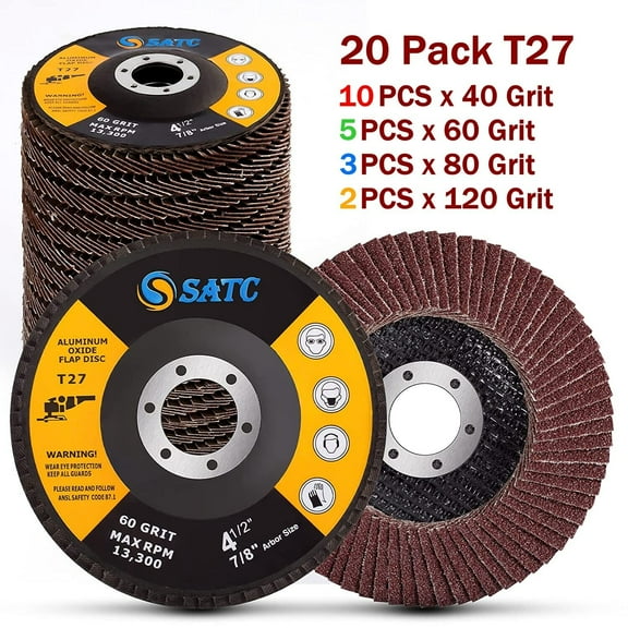 20x 4.5" Flap Grinding Wheels 4-1/2 x7/8" 40 60 80 120 Grit Grinder Sanding Disc