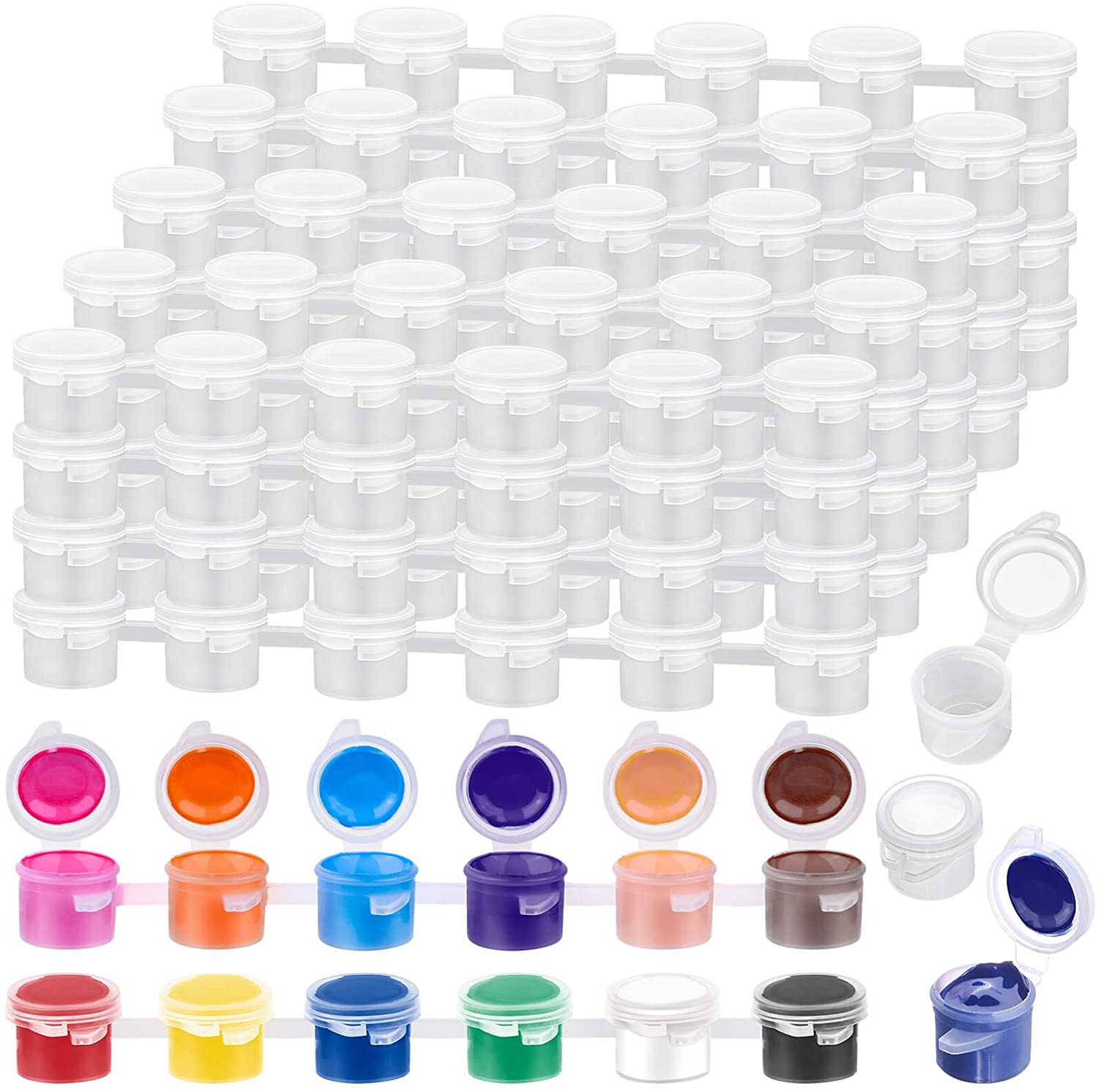 20x 6 Cups Paint Pot Pod Strips Arts & Crafts Watercolor Draw Pigment  Palette Acrylic Mini Paint Container Strips Storage with Lids for  Classrooms