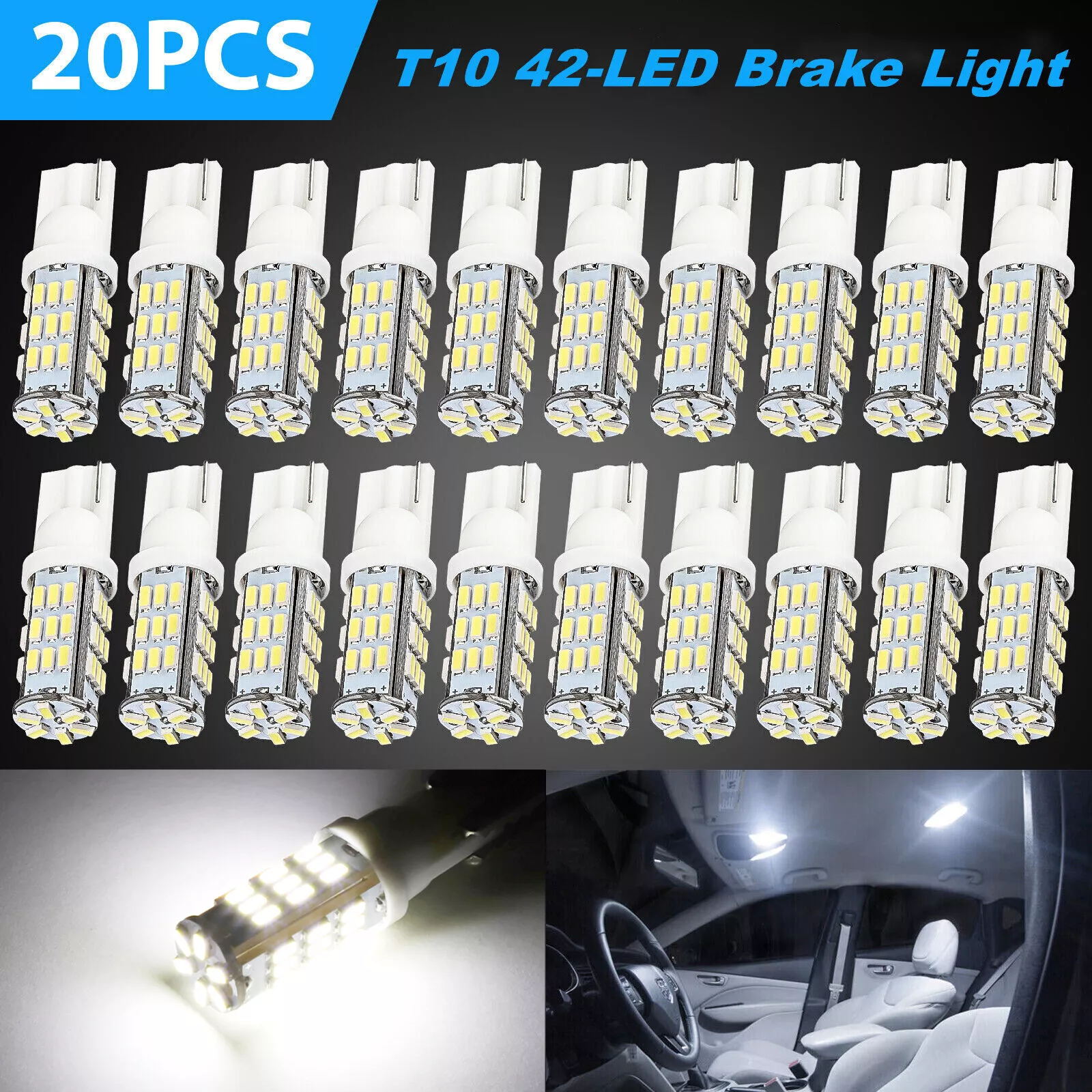 20x 6500K White T10 921 194 42SMD LED Interior RV Camper Trailer Light 20x 6500k white t10 921 194 42smd led interior rv camper trailer light