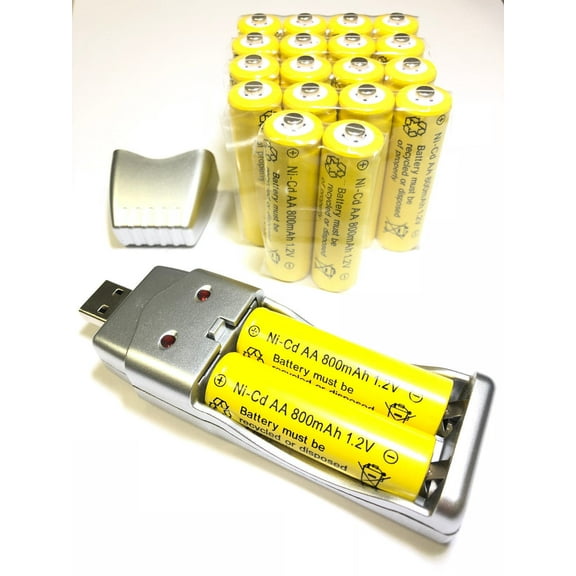 20x AA Solar battery batteries Bulk Rechargeable Ni-Cd 800mAh 1.2V + USB Charger