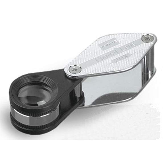 20x Achromatic Magnifier 15mm Lens Mounted In Chrome PlatedBrass Frame With Vinyl Case.