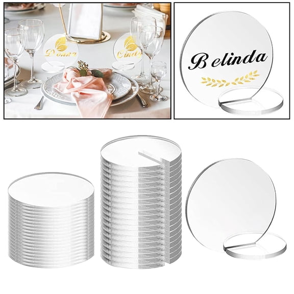 20x Acrylic Place Cards Blank with Stand Card Holder Table Seating Cards DIY for Reception Birthday Table Centerpiece Decoration