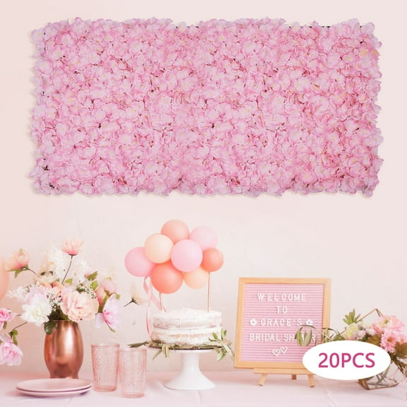 20x Artificial Flower Wall Panels, 23.6 x 15.7 Inch 3D Hydrangea Flower Wall Panel, Silk Flowers Backdrop Wall for Home Party Wedding Christmas Photo Backgdrop Decor
