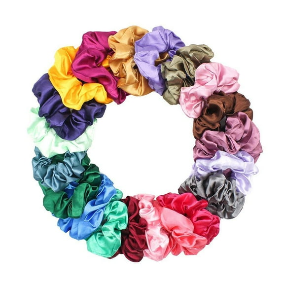 20x Assorted Color Hair Scrunchies Hair Accessories for Girls and Women, Made of Premium Satin Fabric, Like Silk, Give Smooth and Comfortable Feel