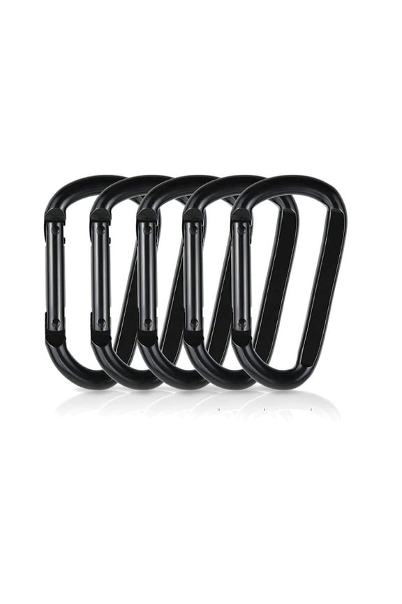 20x Black Carabiners Push Spring Snap Clip Hook Keychain Key D-Ring Hiking Small