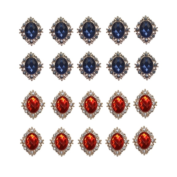 20x Bling Flat back Buttons Embellishment for Wedding Craft Jewellery Making, Dress, Making, Bags Ornaments Scrapbook Dark Blue Red