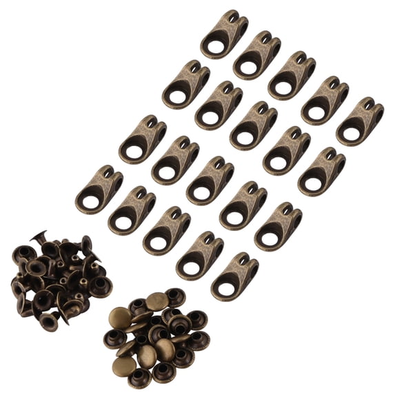 20x Boot Hook Eyelets Boot Lace Hooks Lace Fittings Buckles With Rivets for Camp Hike Climbing Repair Leather Boot Shoes Repair Buckle Climb Accessories [Bronze]