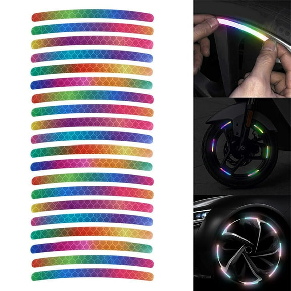 20x Colorful Car Wheel Hub Reflectors Stickers Motorcycle Bike Tire Universal Night Reflective Warning Decals Auto Accessories