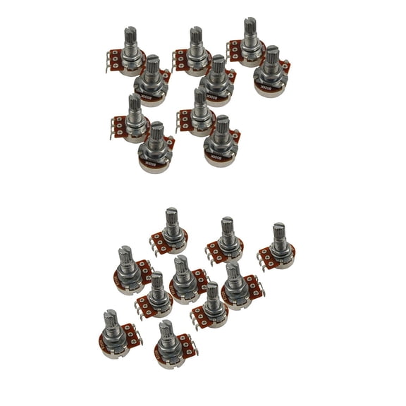 20x Guitar Small Size Pots B500K/ B250K Potentiometers for Guitar Bass Parts,20 pcs Potentiometers 20 pcs screws 20 pcs shims,silver
