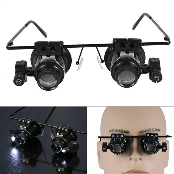 20x Head Mounted Magnifier with LED Light, Jewelers Loupe Magnifying Glasses for Close Work/Electronics/Eyelash/Crafts/Jewelry/Repair