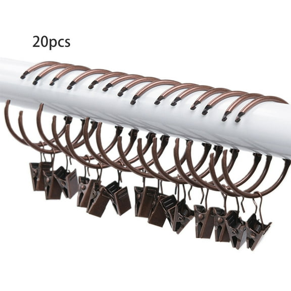 20x Metal Openable Drapery Clips with Rings Decorative Window Curtain Drapery Rings for Tension Rod Bracket Eyelets