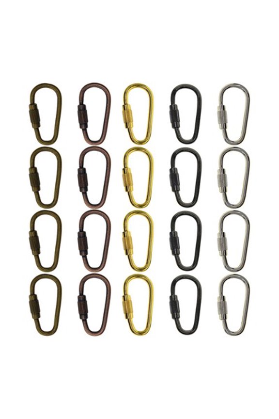 20x Mini Steel Locking Clips Screw Lock Buckle DIY Key Chain Clip Hook