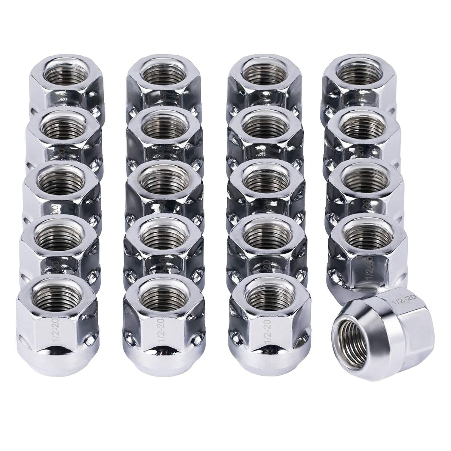 20x Open END Lug Nuts Bulge Acorn 1/2X20 Wheel NUT Compatible with Ford Compatible with Dodge Compatible with Jeep 3/4" Hex