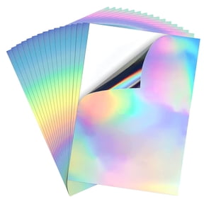 20x Printable Holographic Vinyl Waterproof Sticker Paper Premium Adhesive Sheets Ink Dries Quickly Printer A4 Paper