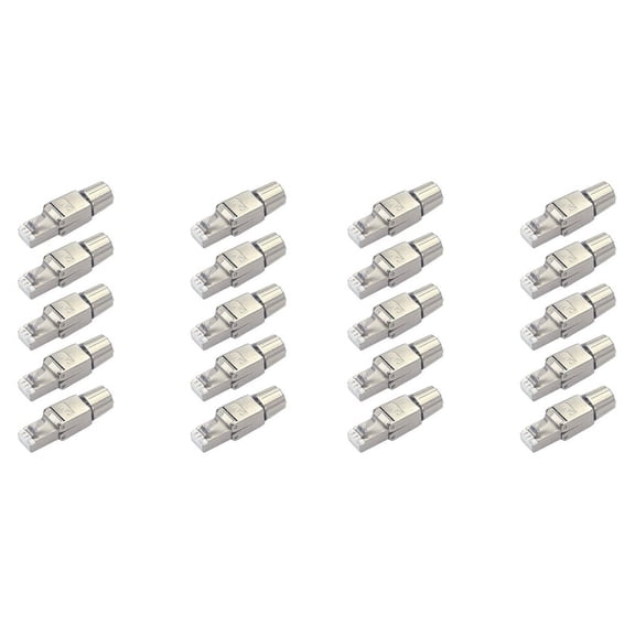 20x RJ45 Cat7 Connectors Tool-Free Reusable Shielded Ethernet Termination Plugs, Internet Plug, Fast Field Installation