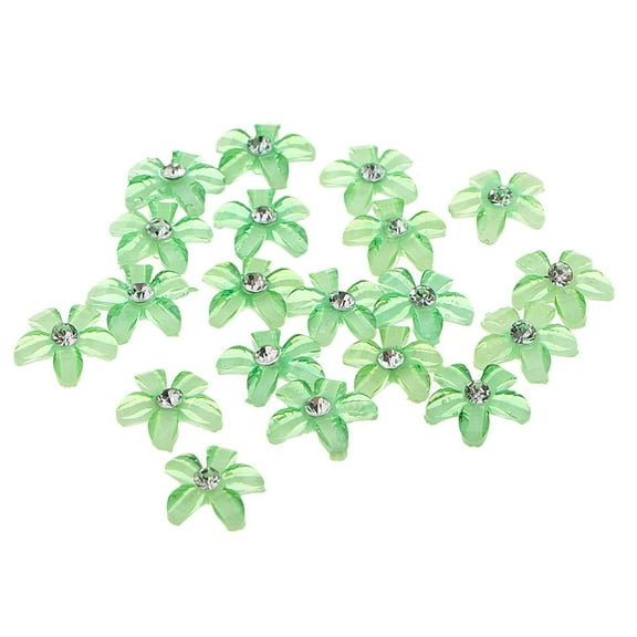 20x Rhinestone Buttons Flatback Crystal Flower Buttons Embellishments , Green